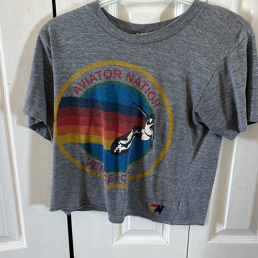 Aviator Nation Gray Venice California Graphic Tee Size Small